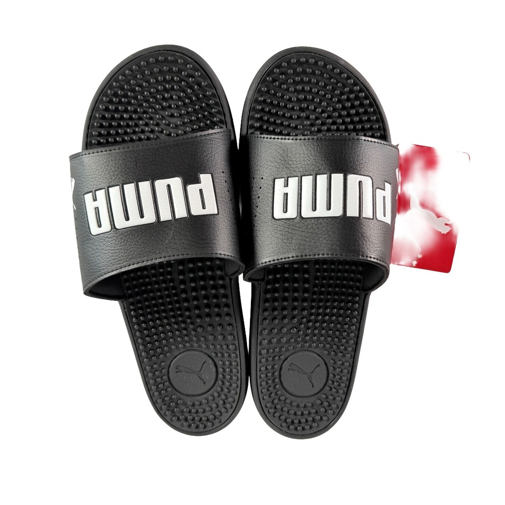Puma Softride Slide Massage Men's Sandal Black White Size 13 NWT 383062-01